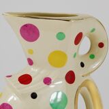 Boch Frères Pichet / Mid-Century Jug in Gold and Polka Dots, Belgium, 1950s