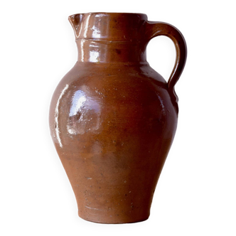 Old large glazed stoneware pitcher - 4 liters