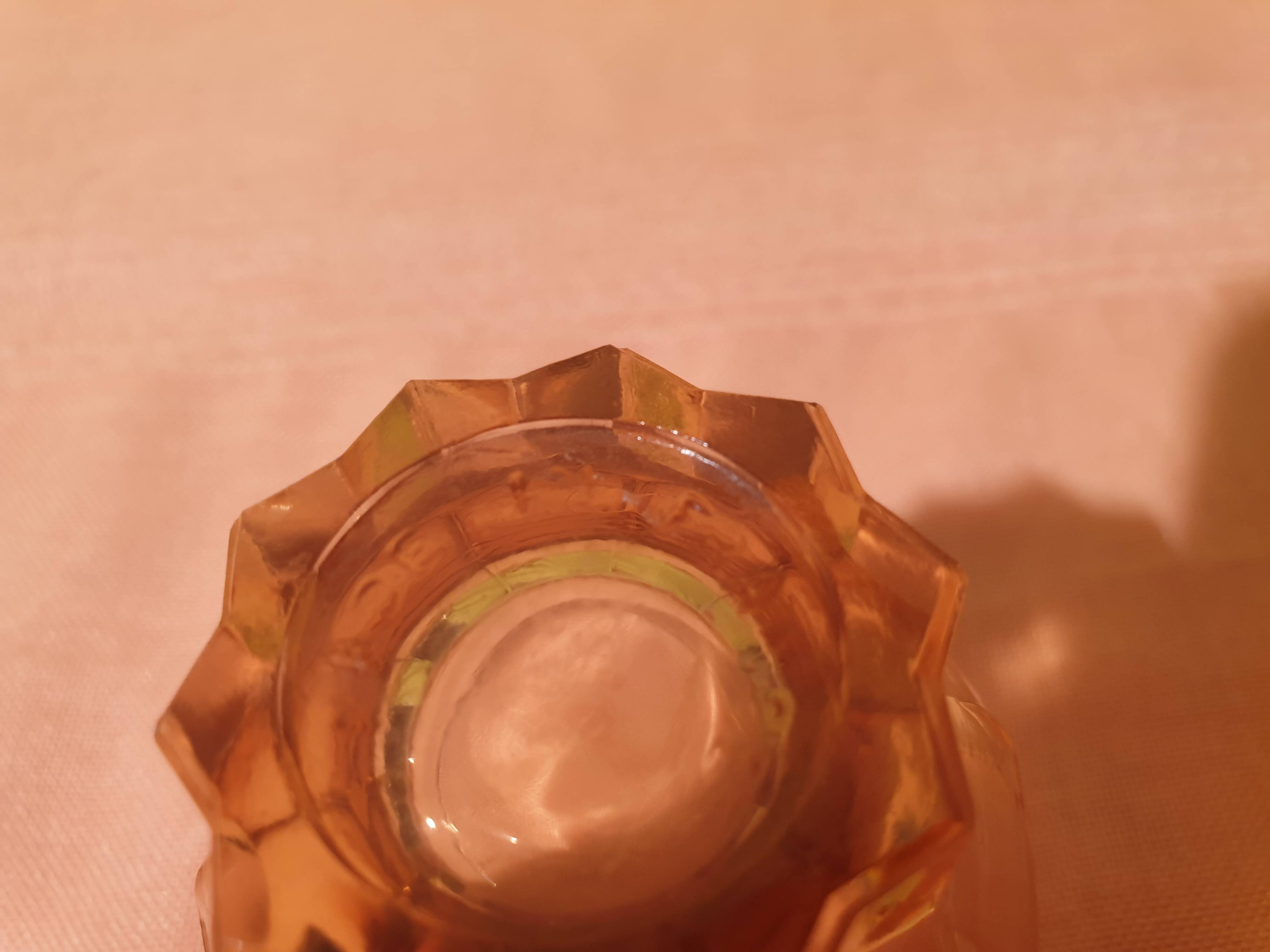 Art Deco pink glass tray and 7 glasses Made in France