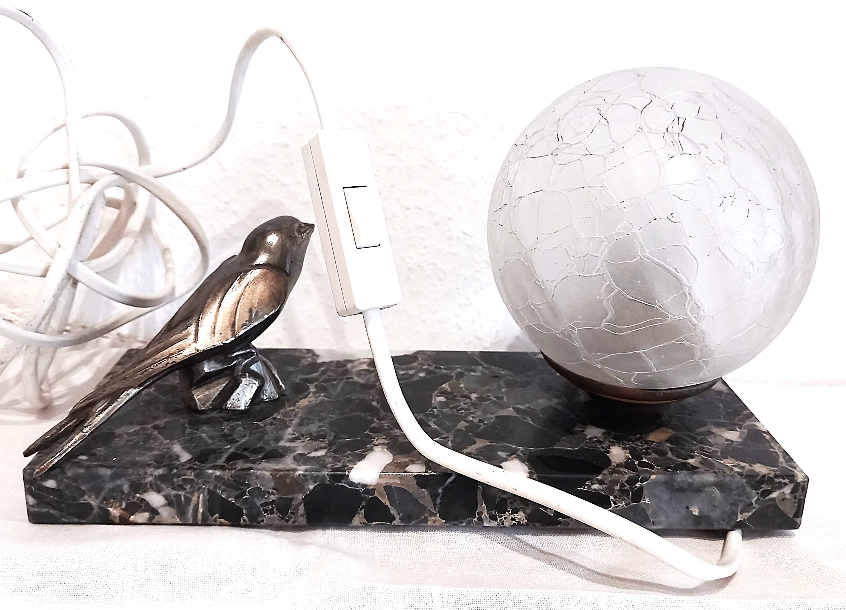 Art deco marble table lamp