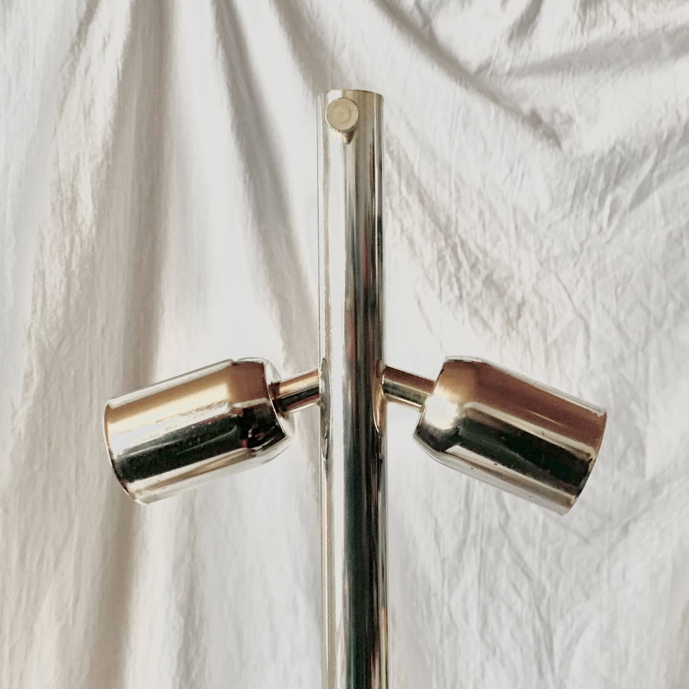 Large vintage lamp base in solid wood and chrome metal