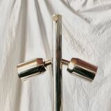 Large vintage lamp base in solid wood and chrome metal