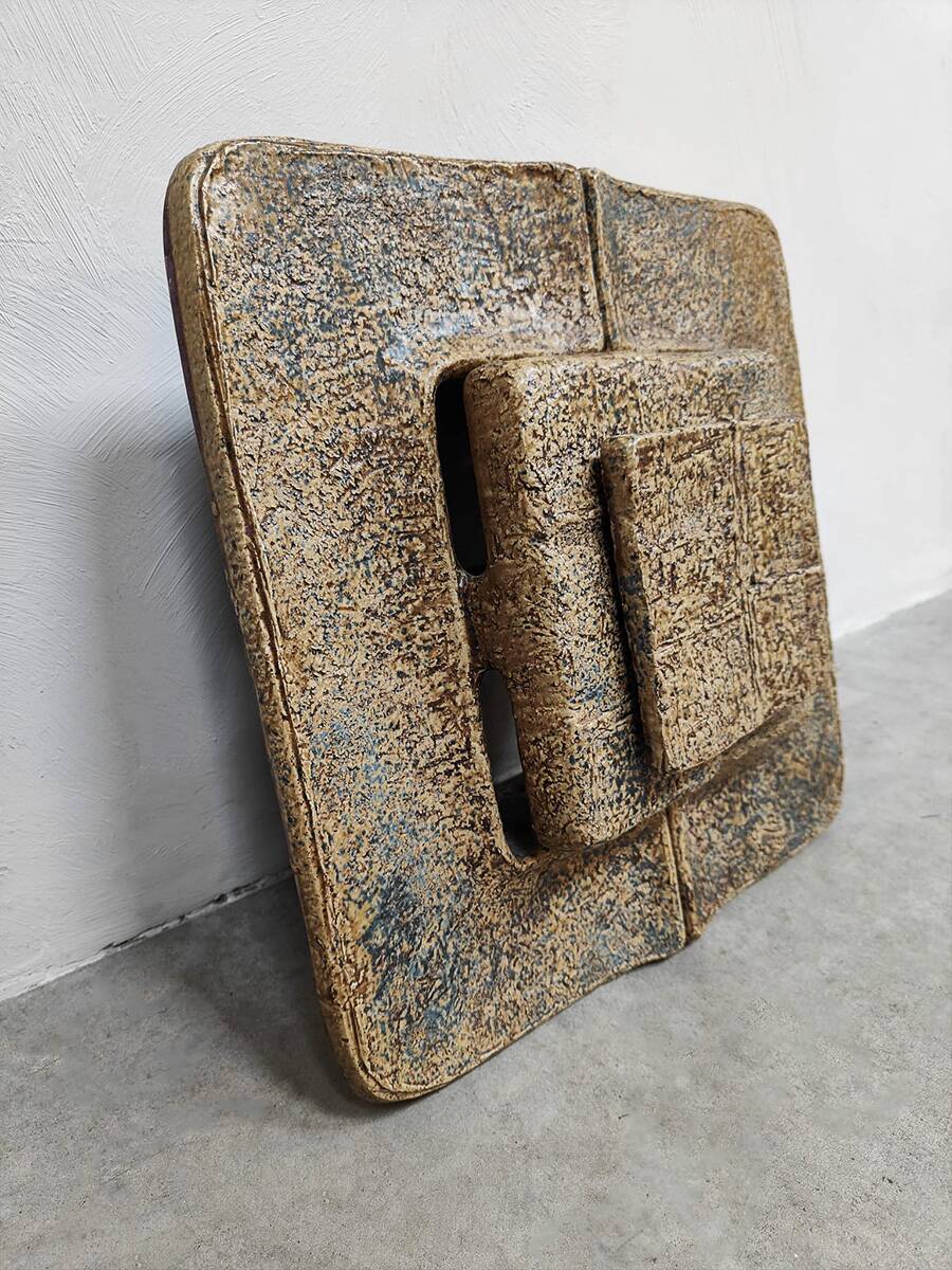 Rare large vintage brutalist ceramic wall light 1970