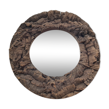 Miroir vintage en liège des années 60