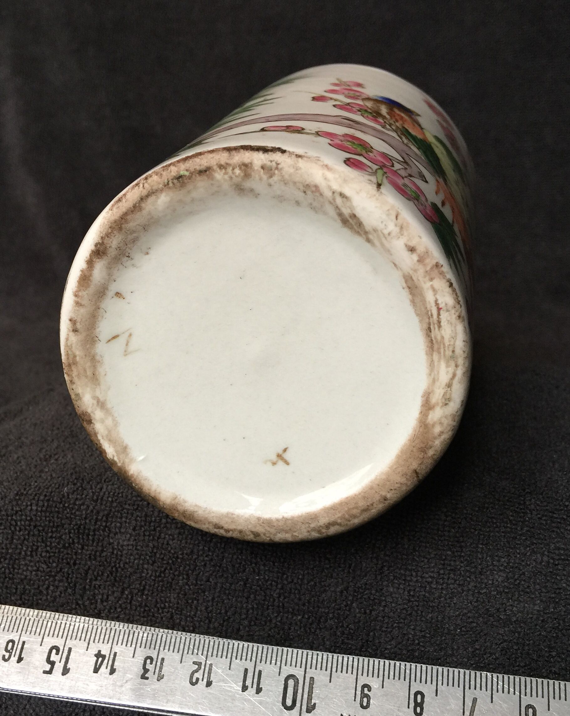 Small vase roll decoration birds branches of cherry blossoms and flowers