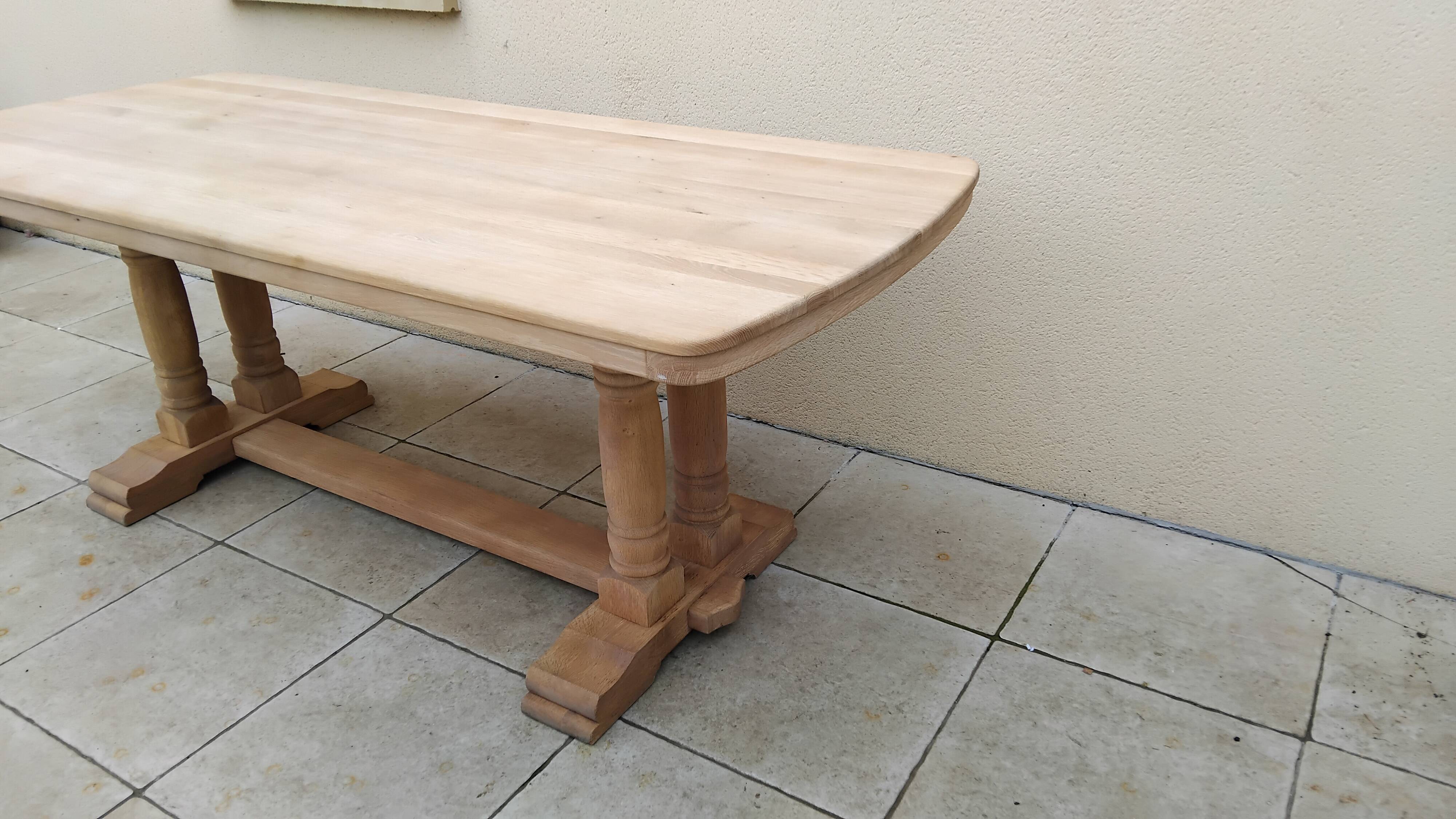 Grande table ancienne ferme monastère sablé vintage chêne massif