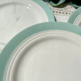 8 vintage French white and green porcelain plates from Céranord