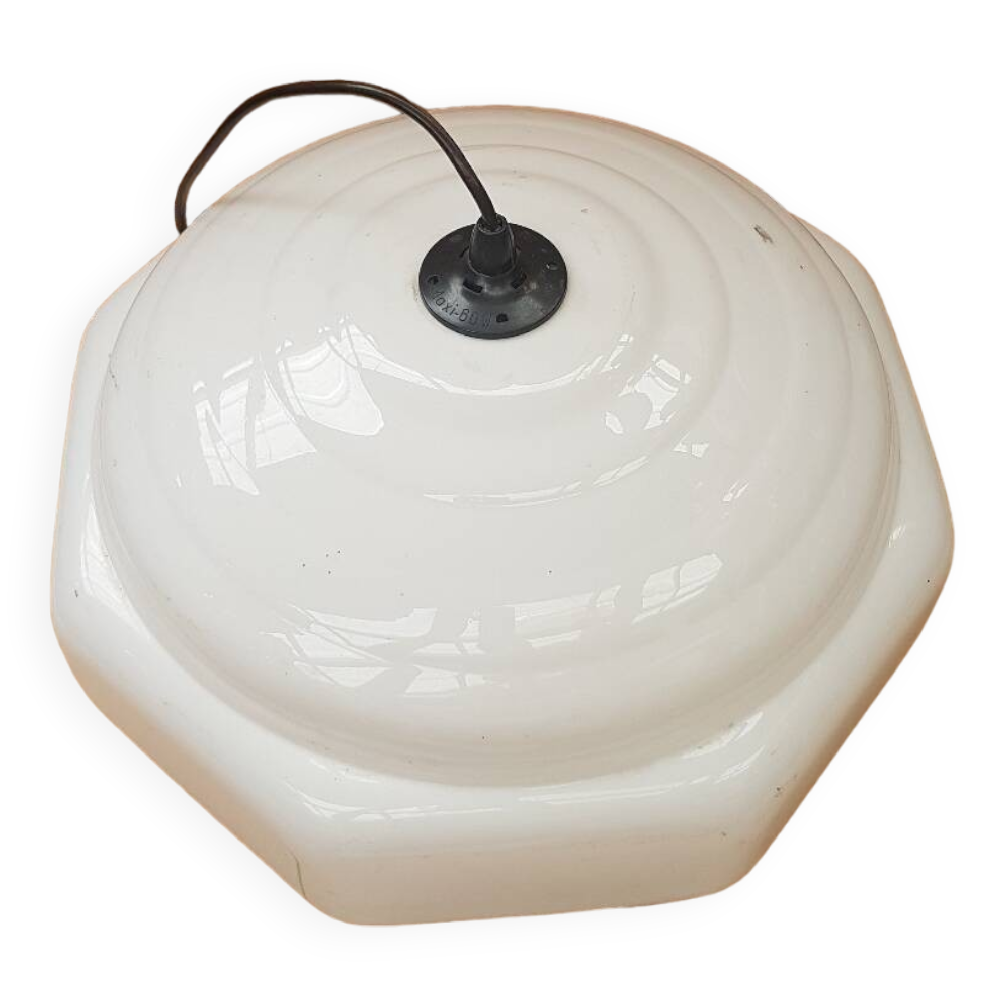 Old white plastic pendant lamp 1970s vintage