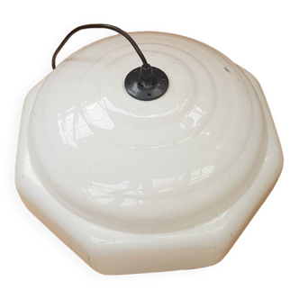 Old white plastic pendant lamp 1970s vintage