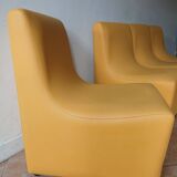 Lot de 4 chauffeuses années 70/80 vintage en similli cuir  jaune moutarde