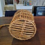 Rattan cage wall lamp