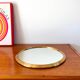 plateau miroir rond en métal doré années 50-60