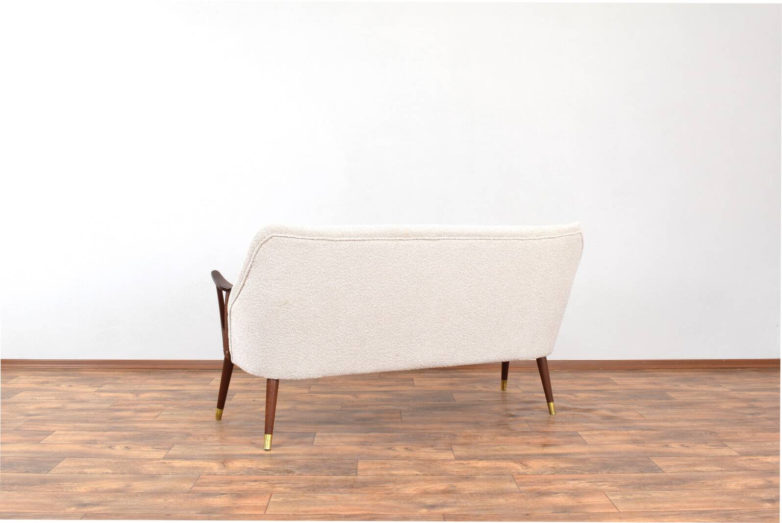 Mid-Century Norwegian Teak & Boucle Sofa, 1960s.