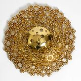 Gorgeous large 1970s Palwa brass ceiling or wall lamp with faceted crystal