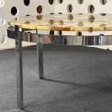 Round coffee table in onyx-like resin and chrome-plated metal, 1970s