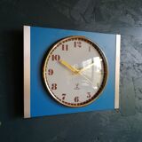Vintage formica clock silent rectangular wall clock "blue jaz"