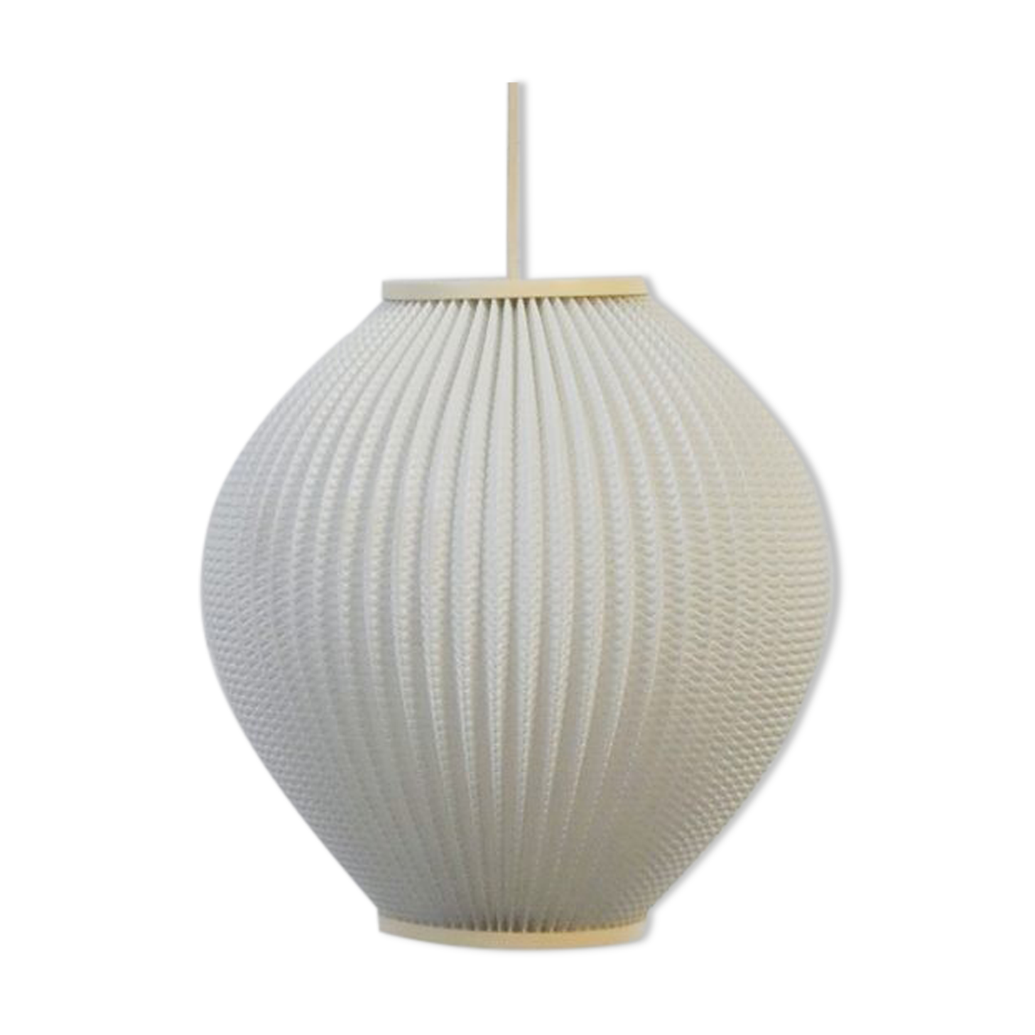 White plastic pendant lamp Pearl Shade by Lars Schiøler 1960