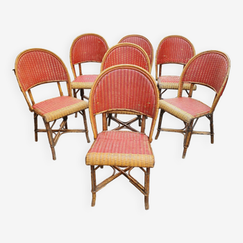 Ensemble de 7 chaises bistrot / café parisien années 30