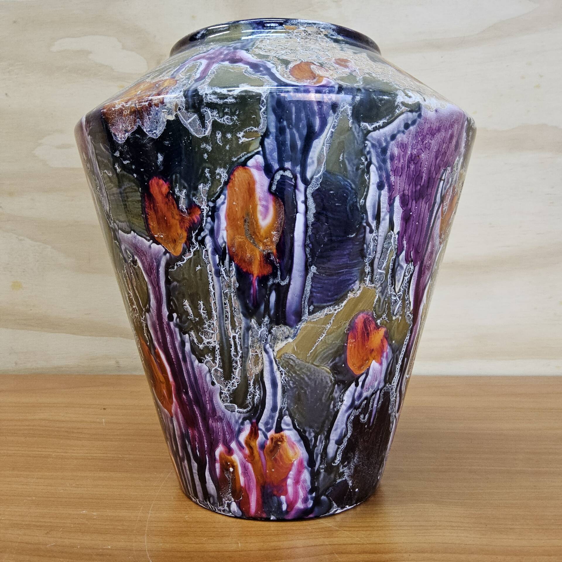 Vintage West Germany Scheurich Vase 507/20 Multicoloured Drip