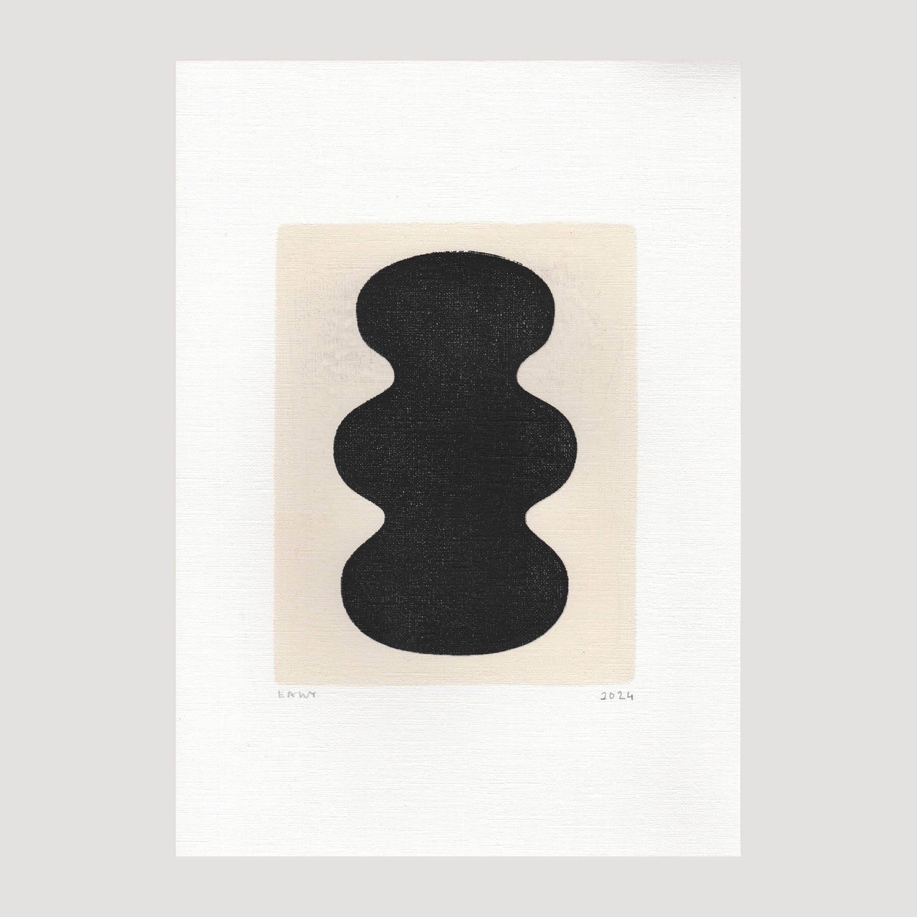 Duo of black paintings on paper - abstract painting by Eawy