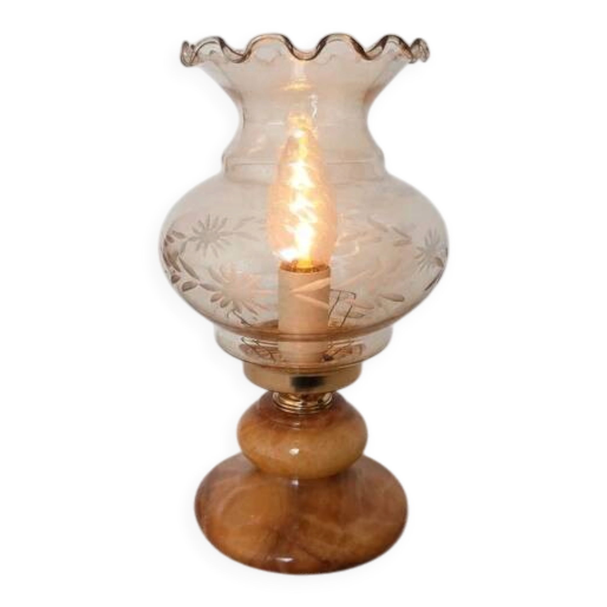 Vintage style boudoir lamp in glass and marble