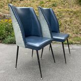 Set of blue dining chairs, Italy, 1950s