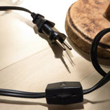 Table lamp with rope and metal