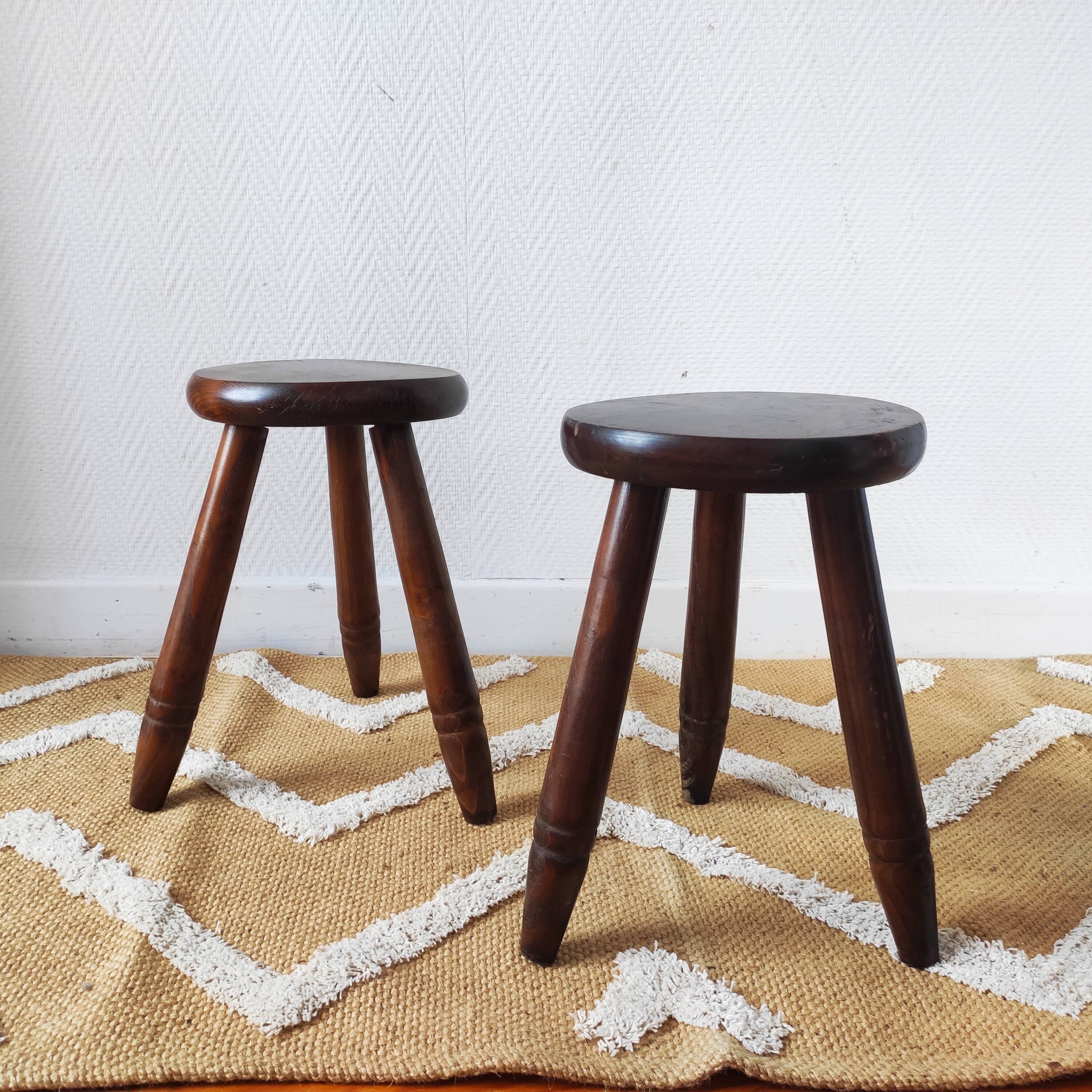 Vintage tripod stool pair
