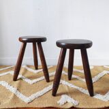 Vintage tripod stool pair