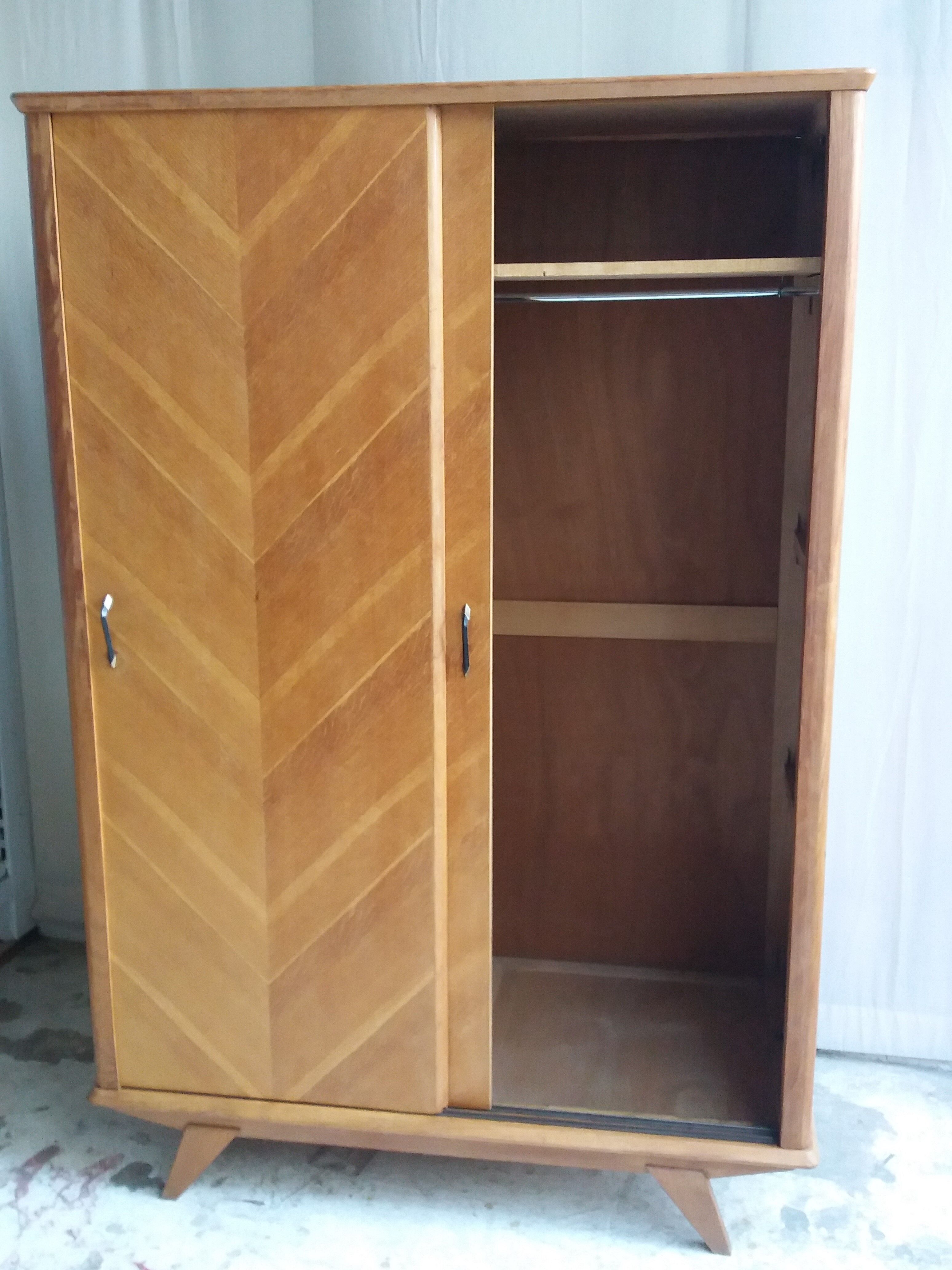 Vintage wardrobe with 2 sliding doors