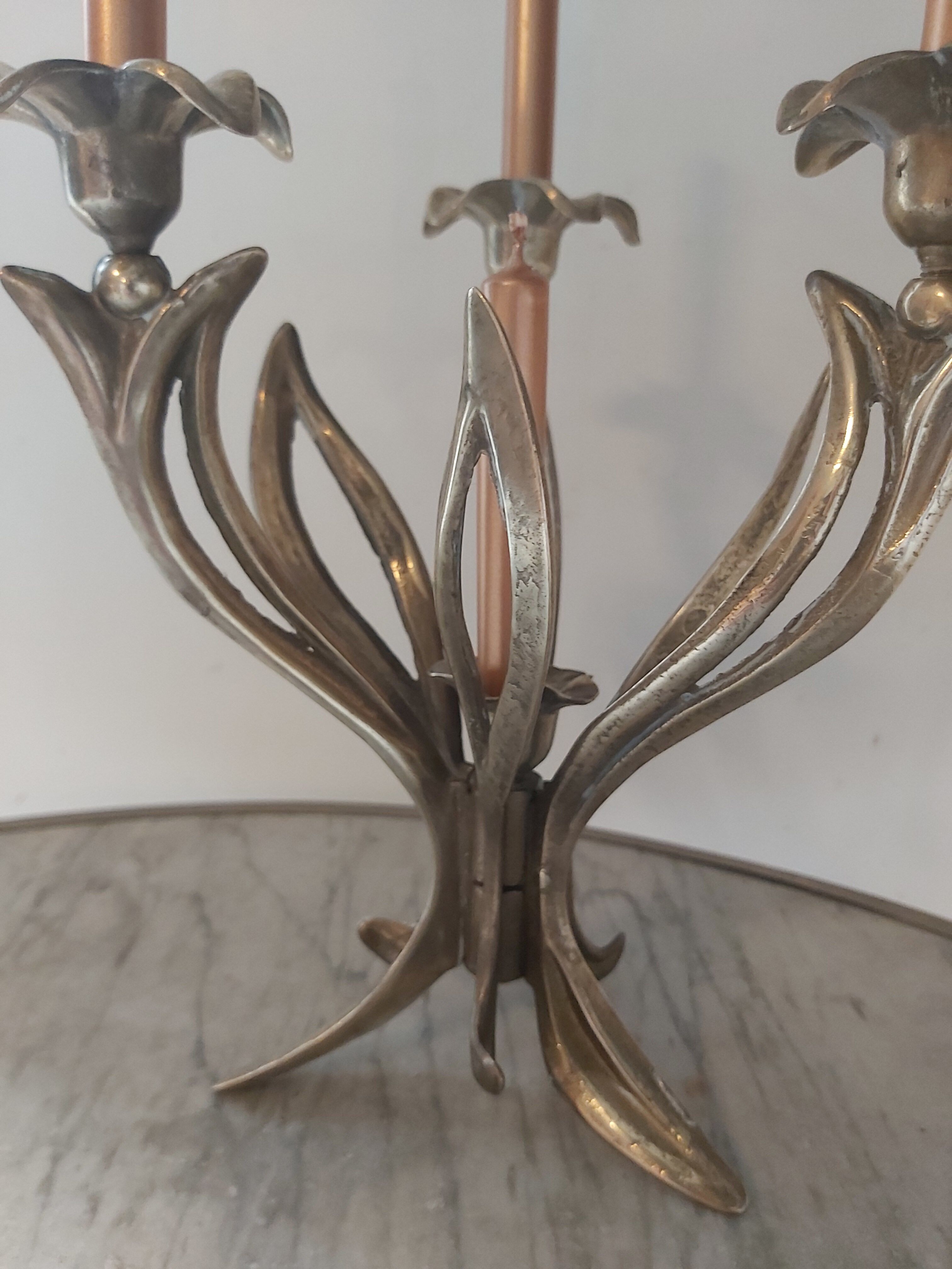 Candle holder 4 candles in vintage brass