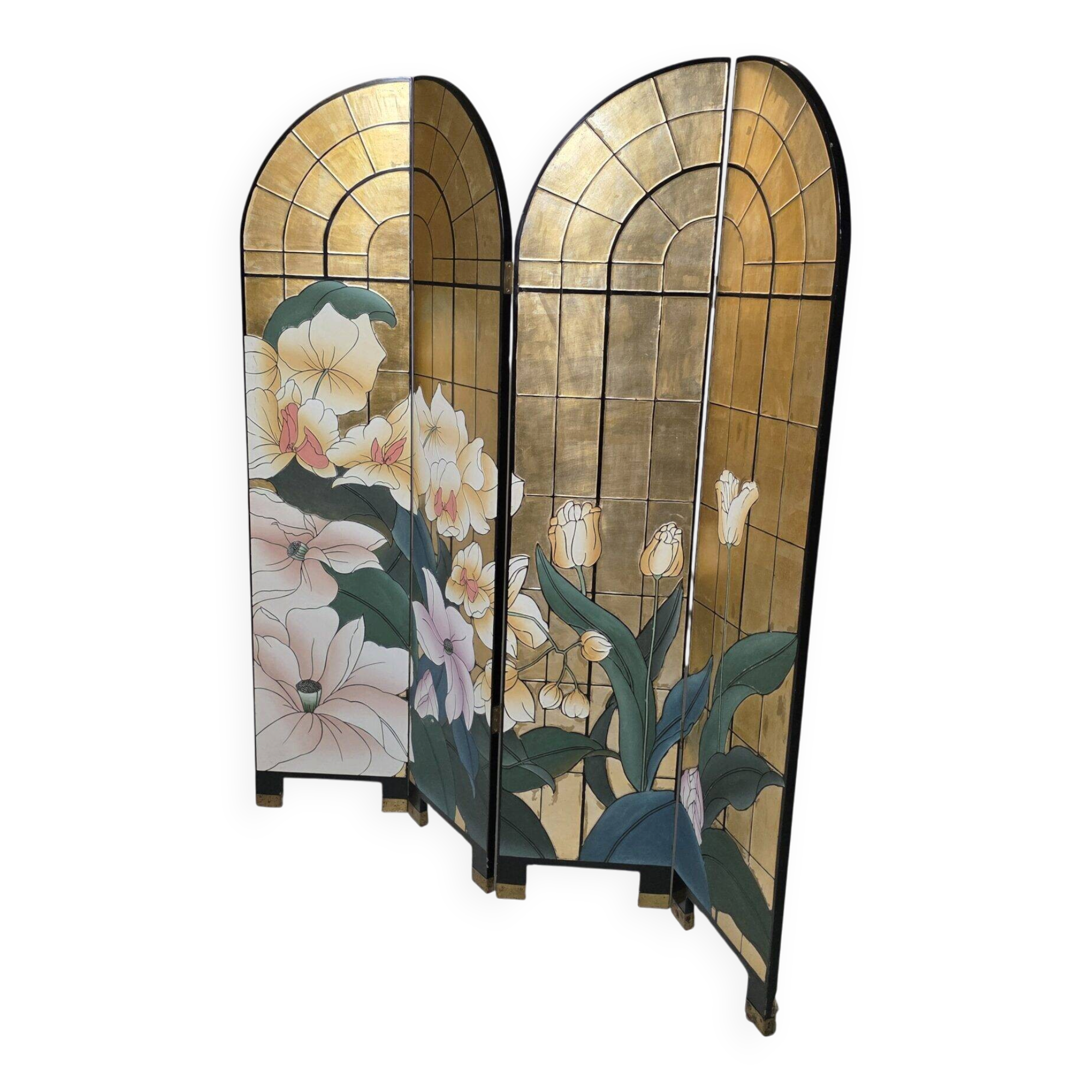 French four-panel room divider by Fournier Decoration Paris, 1980s