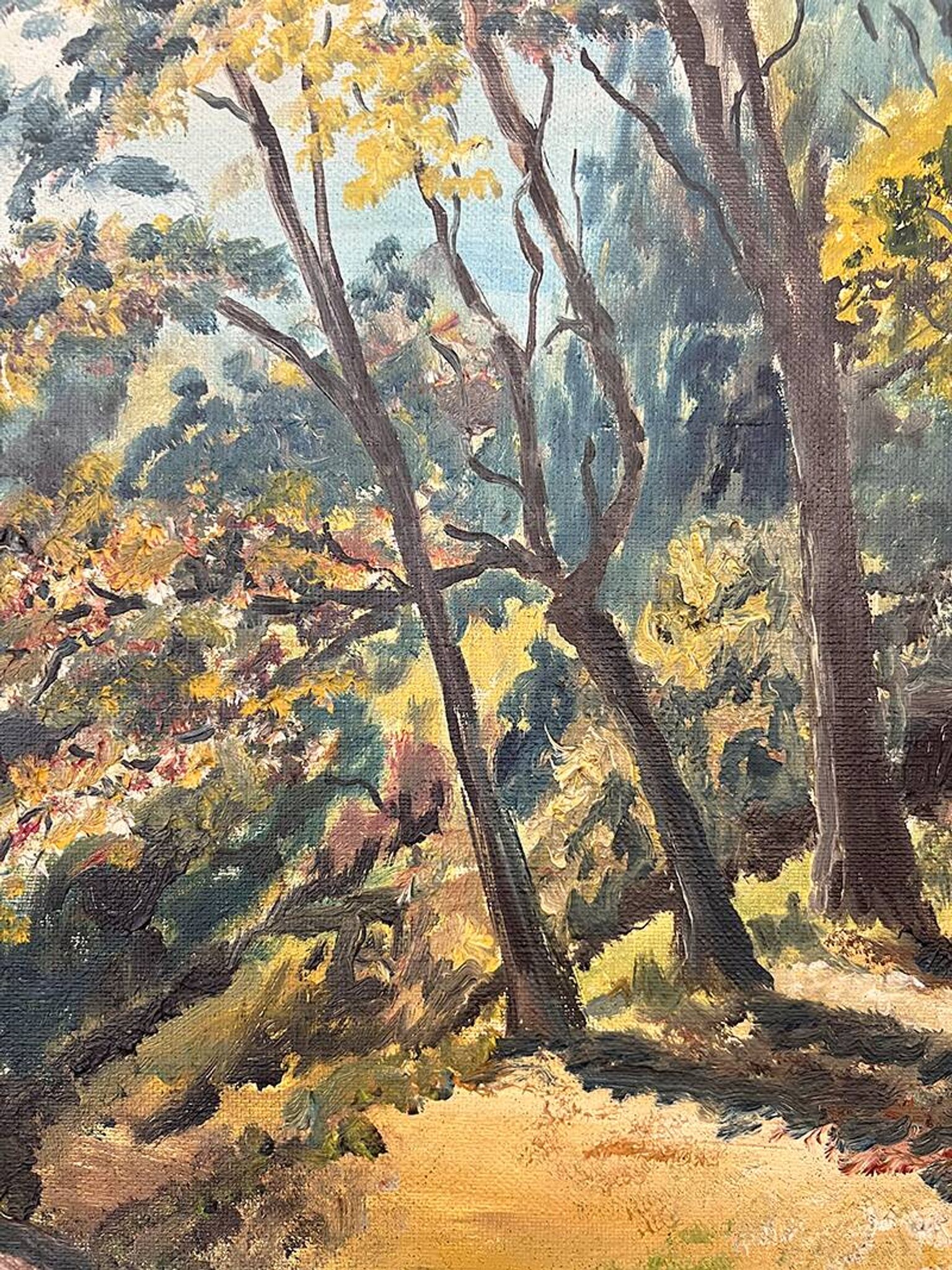 Tableau, huile sur toile « Chemin dans la forêt »