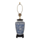 Tall Blue & White Oriental Style Ceramic Table Lamp with Floral Decoration