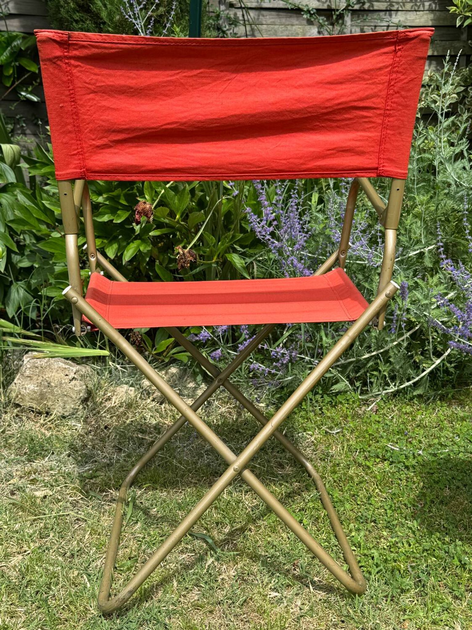 Fauteuil de camping pliant orange vintage