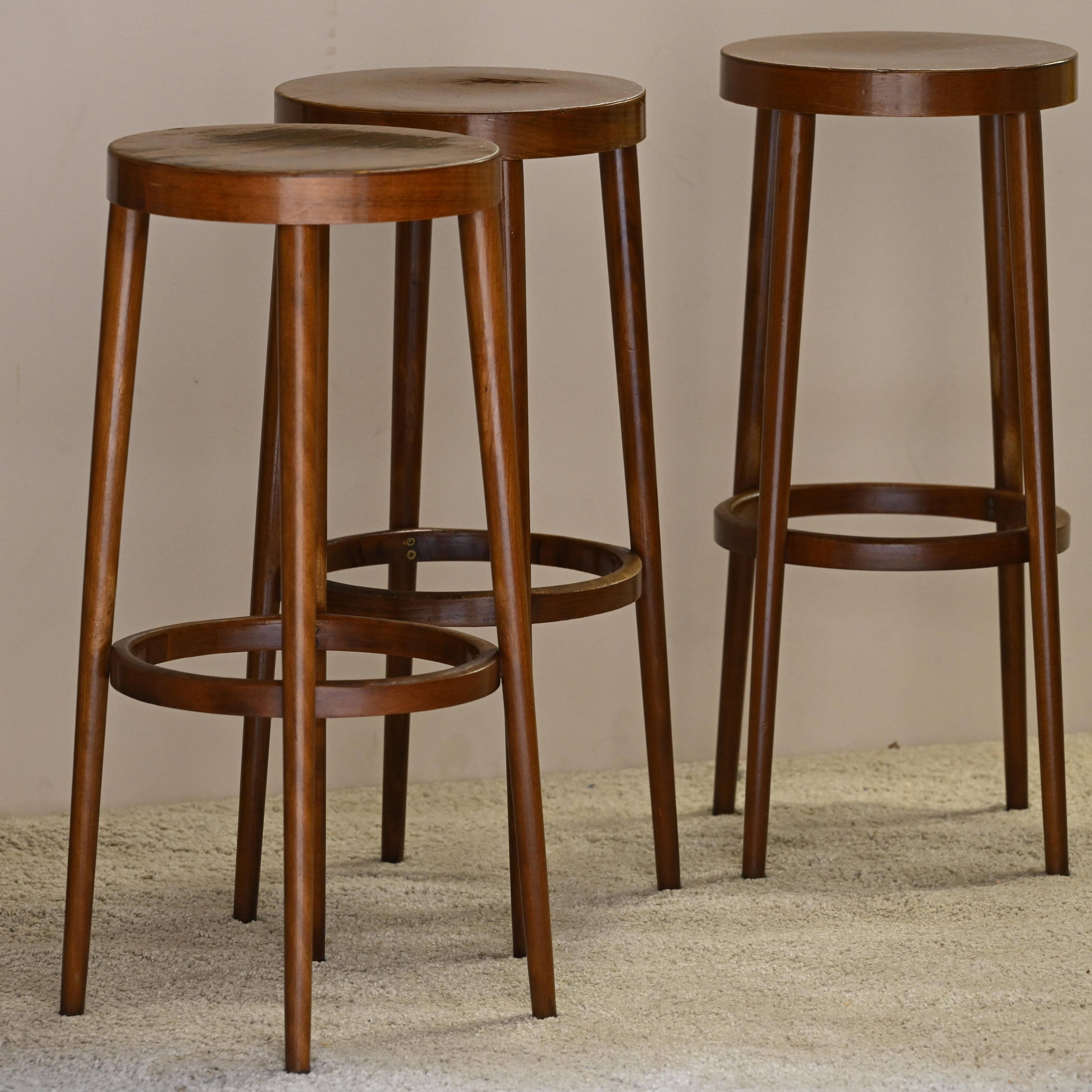 Five 1980s bar stools