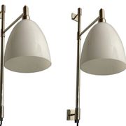 Large Opaline Glass Chrome Sconces Set of 2