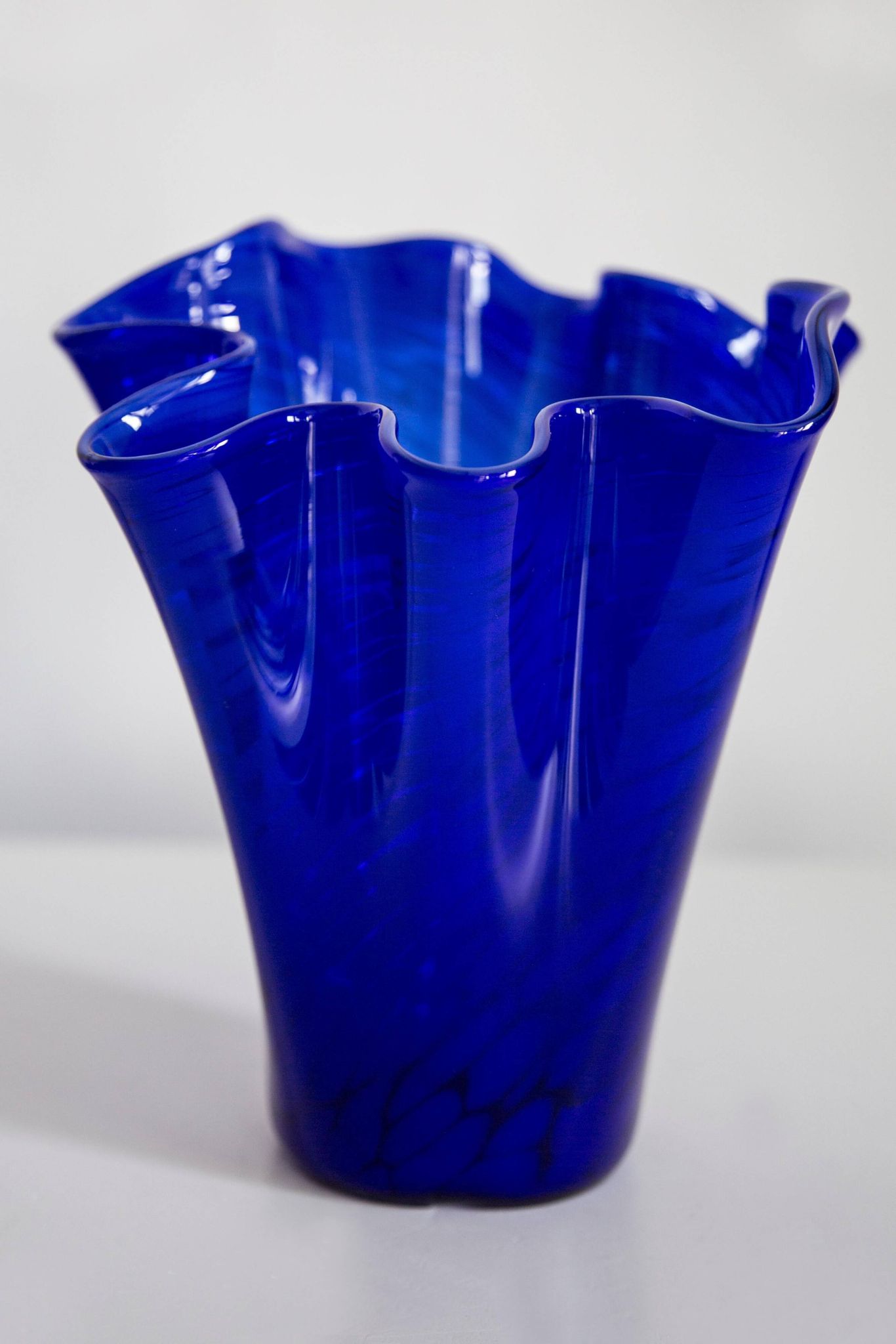 Vintage dark navy blue artistic vase from the mid-20th century.