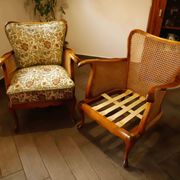 Set of 2 German Chippendale Cane Armchairs by Adolf Wrenger
