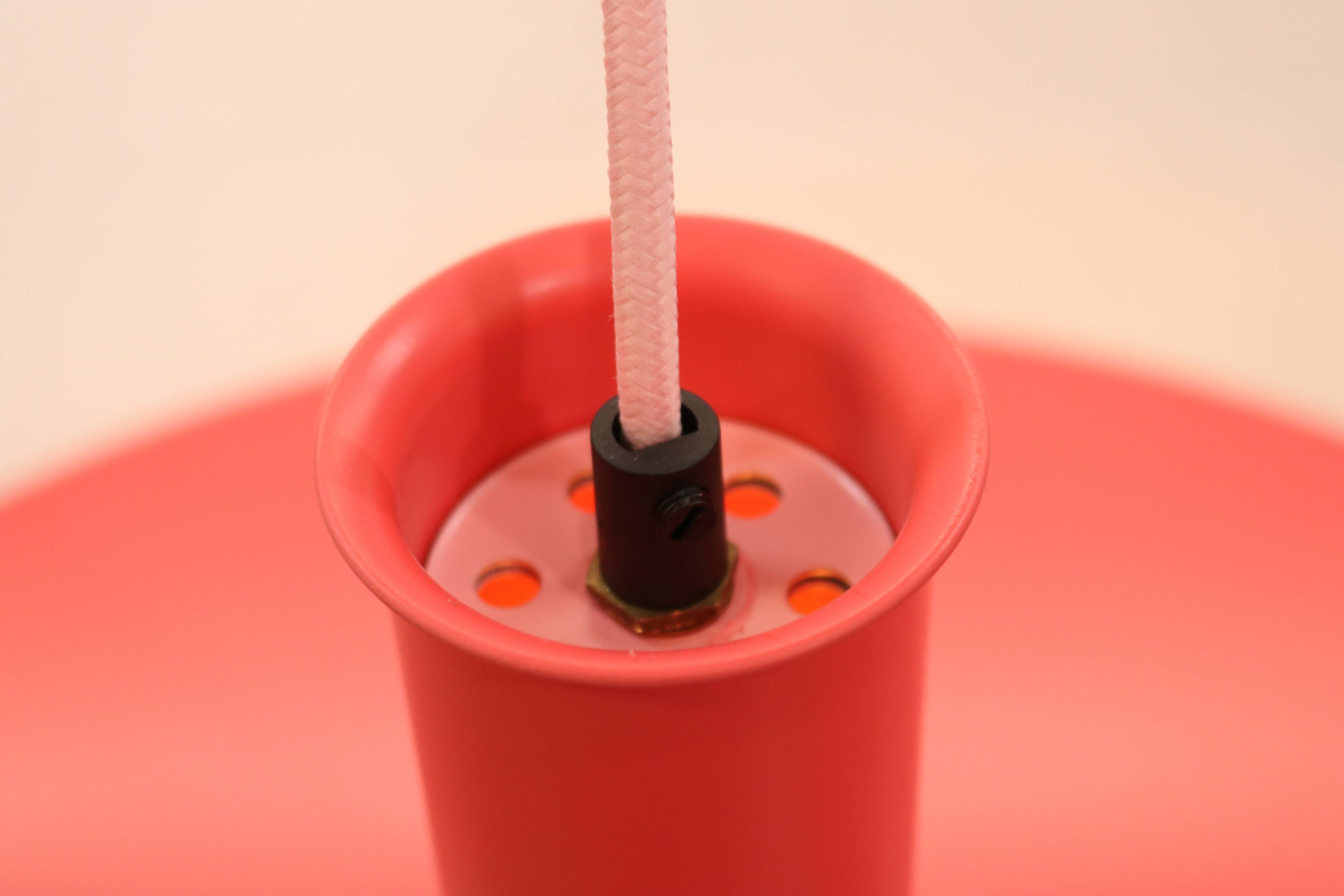 Pink Fog & Morup Optima vintage pendant lamp: Hans Due design, Denmark 1970