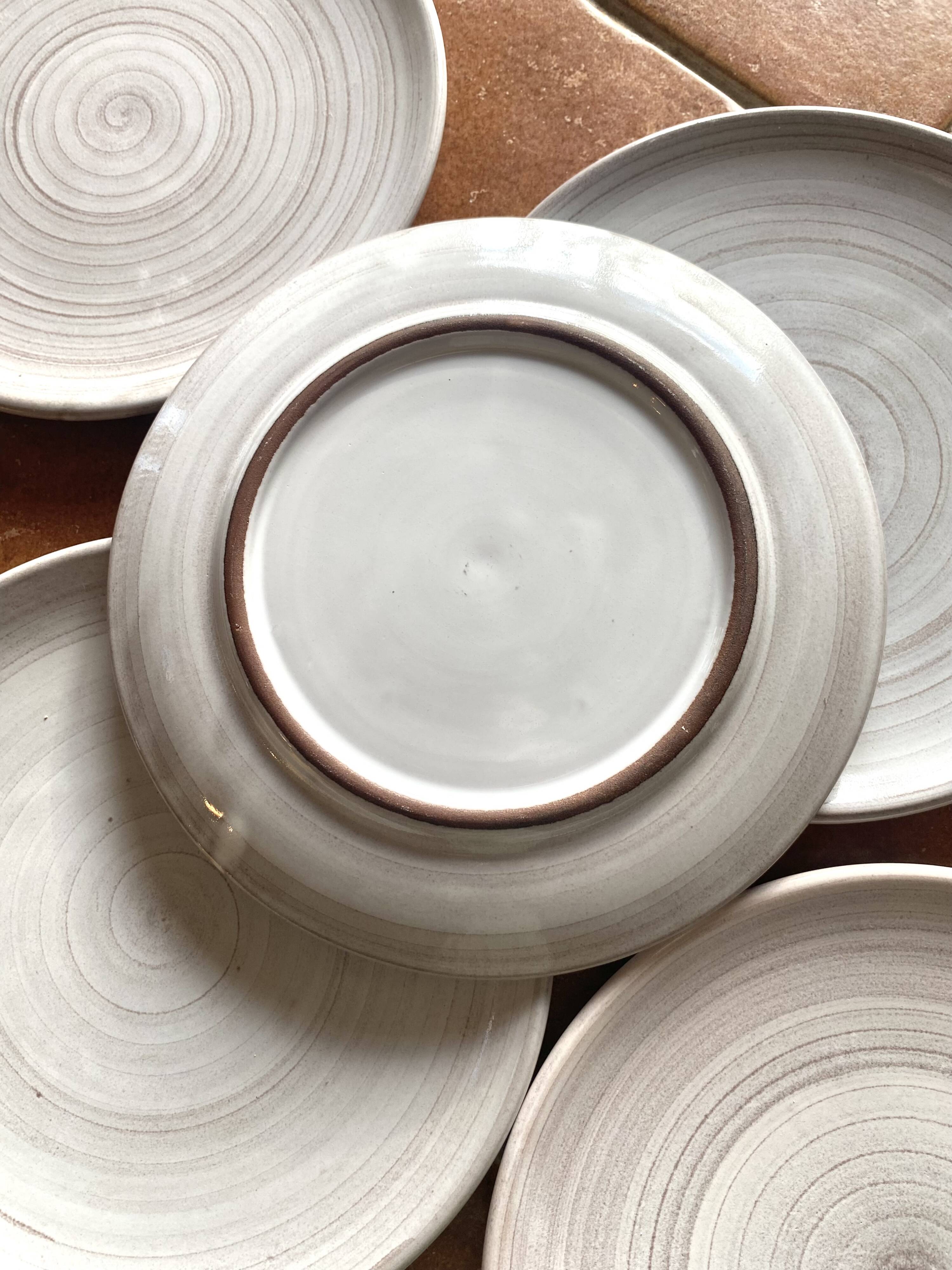 6 glazed stoneware plates, Denmark