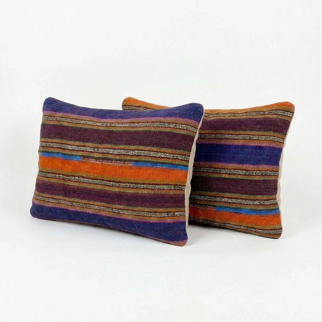 Set of 2 vintage kilim cushion covers 41x61 cm