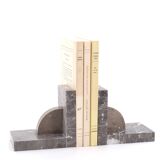 Art Deco Grey Marble Bookends