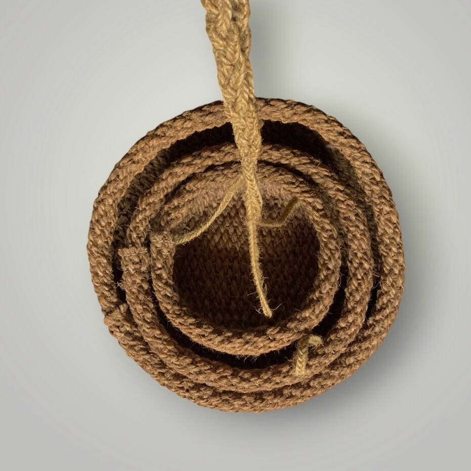 Vintage natural rush three-tier hanging basket