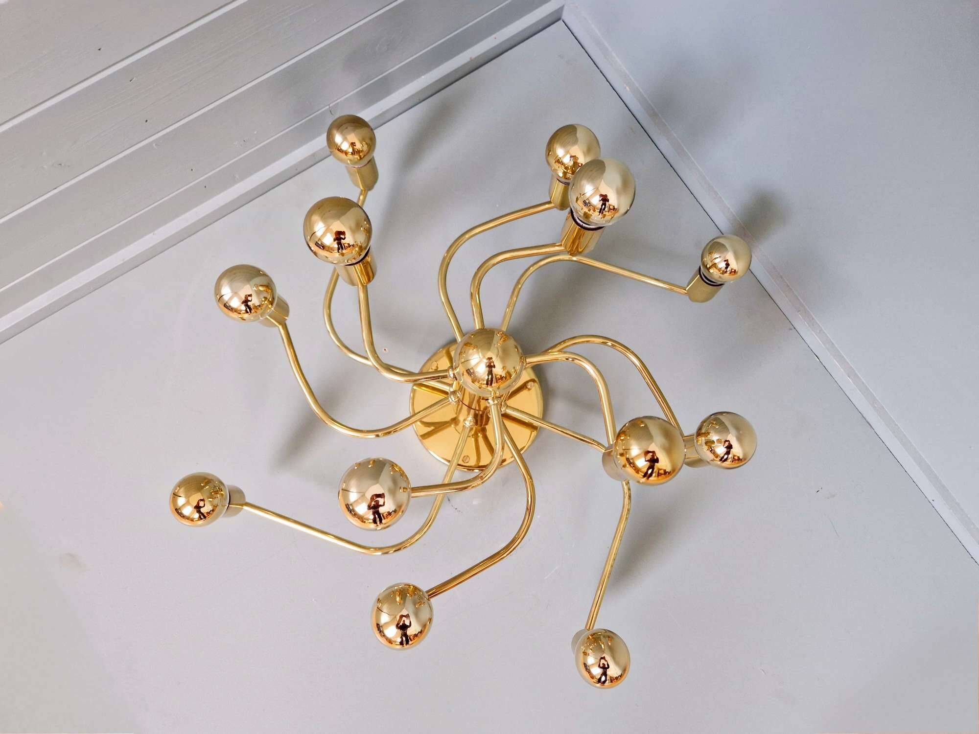 Brass ceiling light/chandelier, 1970s design