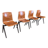 Set of 4 Galvanitas S22 oak chairs Netherlands 70s