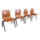 Ensemble de 4 chaises Galvanitas S22 chêne Pays-Bas années 70