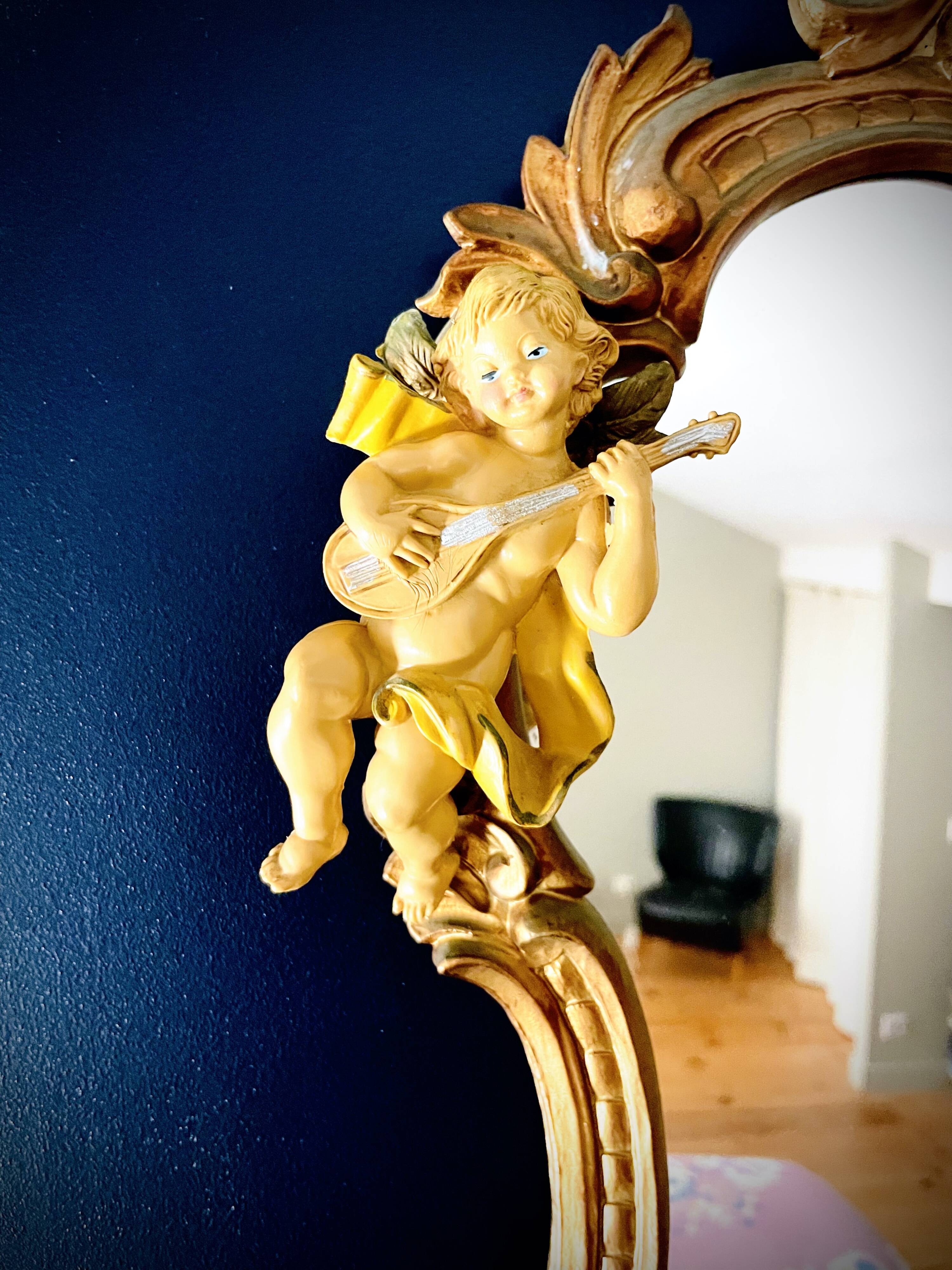 Miroir ancien anges musiciens style Victorien Baroque