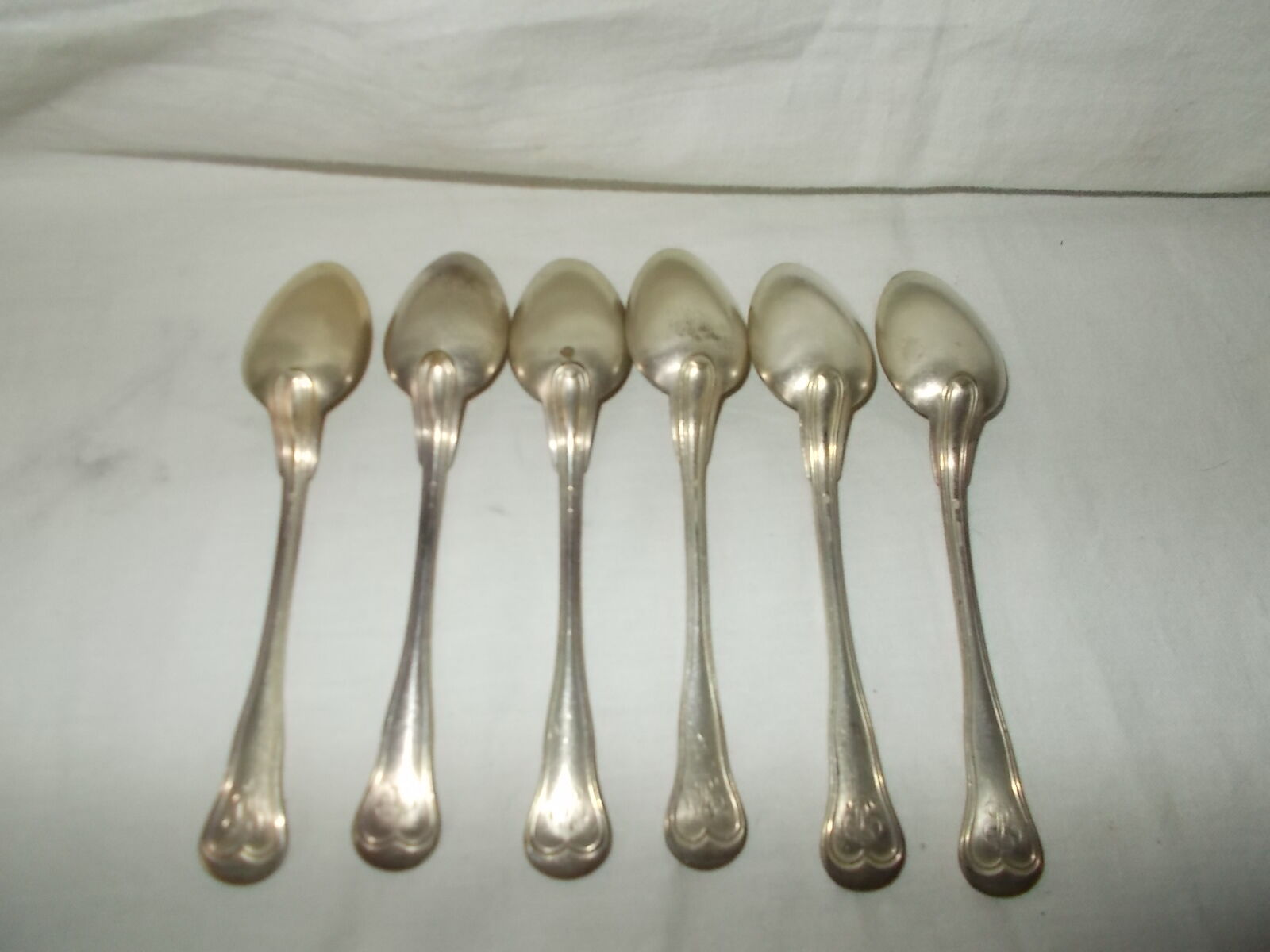 Set of 6 small silver metal spoons