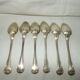 Set of 6 small silver metal spoons